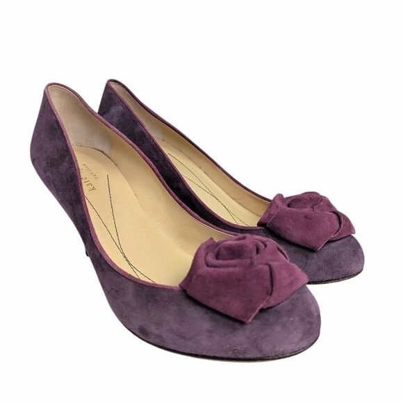Kate Spade Bloom Purple Suede 3D Rose Flower Pump Heels Womens 9 - Picture 3 of 7